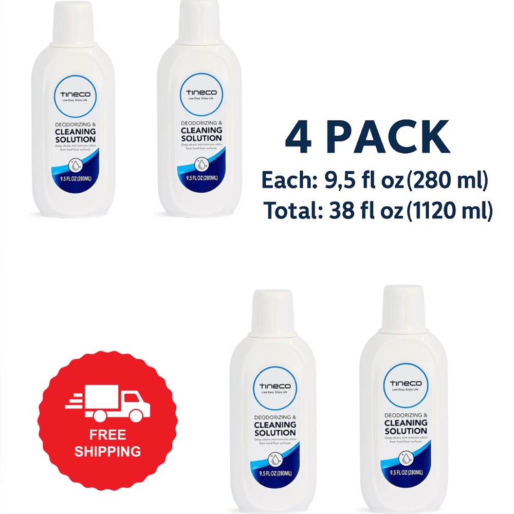 TINECO DEODORIZING & CLEANING SOLUTION REFILLS LOT OF 4, 9.5 fl oz EACH New